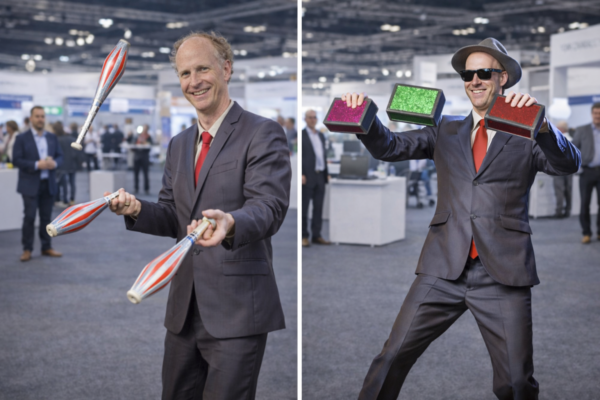 Jongleur Johannes Arnold auf Messe in Hamburg