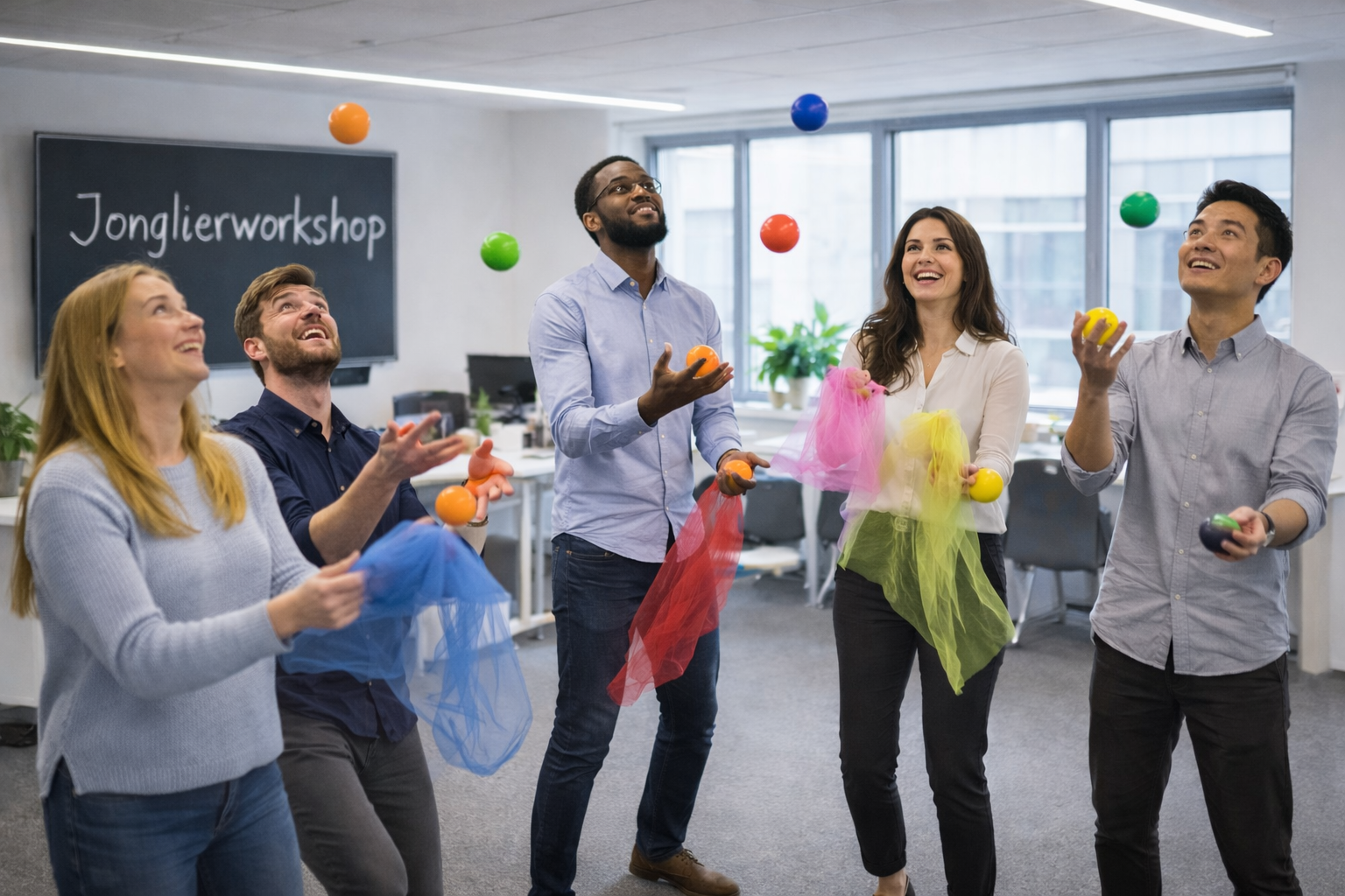 Jonglierworkshop im Büro